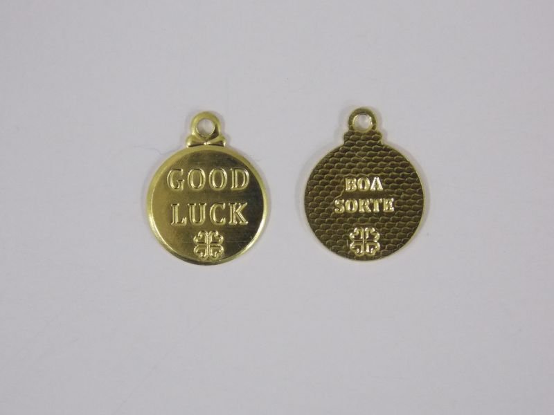 Medalha 11mm "good Luck" Boa Sorte C/ 1 Cab