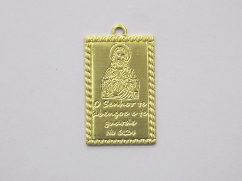 Sagrado Coração Jesus E Oração Bordas Ret C/ 1 Cab 20mm