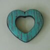 Coraçao Vaz Madeira Azul C/ Furo Passante 26x30mm